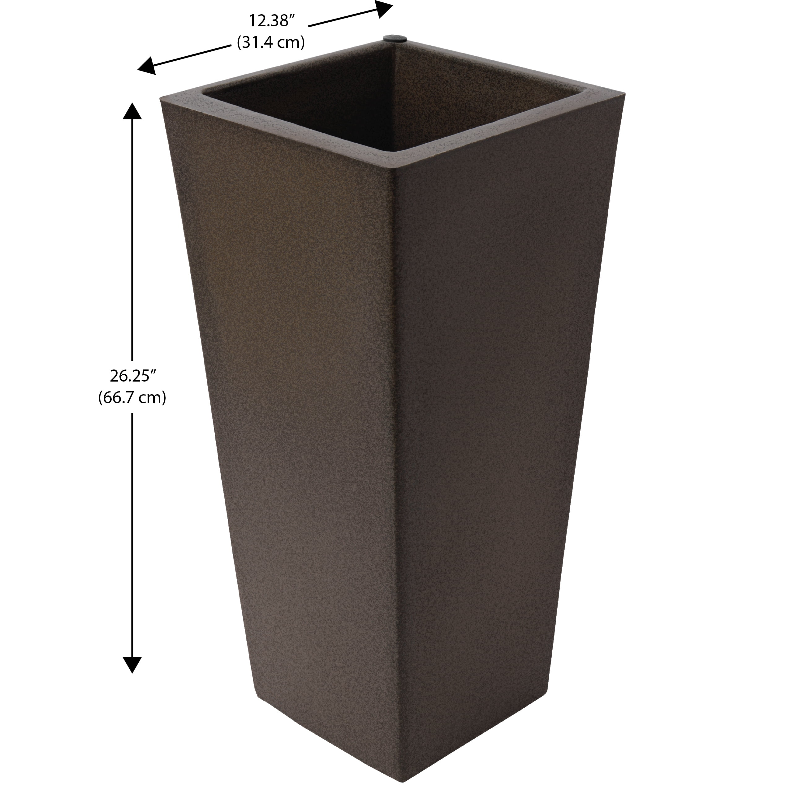 Algreen Tall Square 27In. SelfWatering Planter, Brownstone