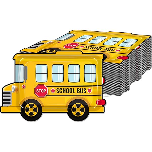 wonima02 Welcome Back to School Decorations - 50PCS Back to School Party Decorations School Bus Plates Disposable Yellow Bus Shape Party Dinnerware Set First Day of Classroom Supplies Decor