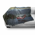 thumbnail image 3 of Landscape Soft Flannel Fleece Throw Blanket, Tropical Island Flowers Forest Mountains Beach Window View, Cozy Plush for Indoor and Outdoor Use, 50" x 70", Charcoal Grey Green, by Ambesonne, 3 of 6
