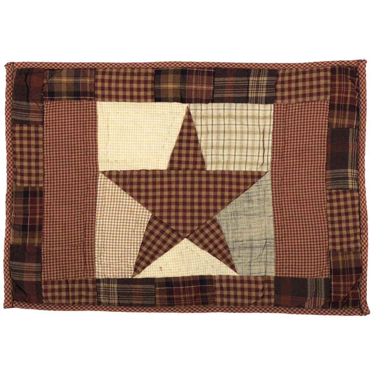 VHC Brands Abilene Country Red Independence Day Patchwork Star Quilted Placemat Set of 6 12x18