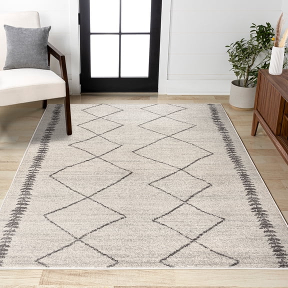 JONATHAN Y MOROCCAN HYPE 4 x 6 Area Rug, Zaina Moroccan Beni Souk - Cream/Gray, MOH203B-4