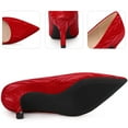thumbnail image 3 of BLISSFUL STEP Women's Pointed Toe Printed Slip on Kitten Heel Pumps Red (Size 6), 3 of 6