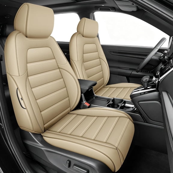 DIKSOAKR Custom Fit Seat Cover for Honda CRV 2017-2022 Full Set CR-V Seat Covers 5 Seats, Waterproof Car Seat Cushion, Faux Leather Beige
