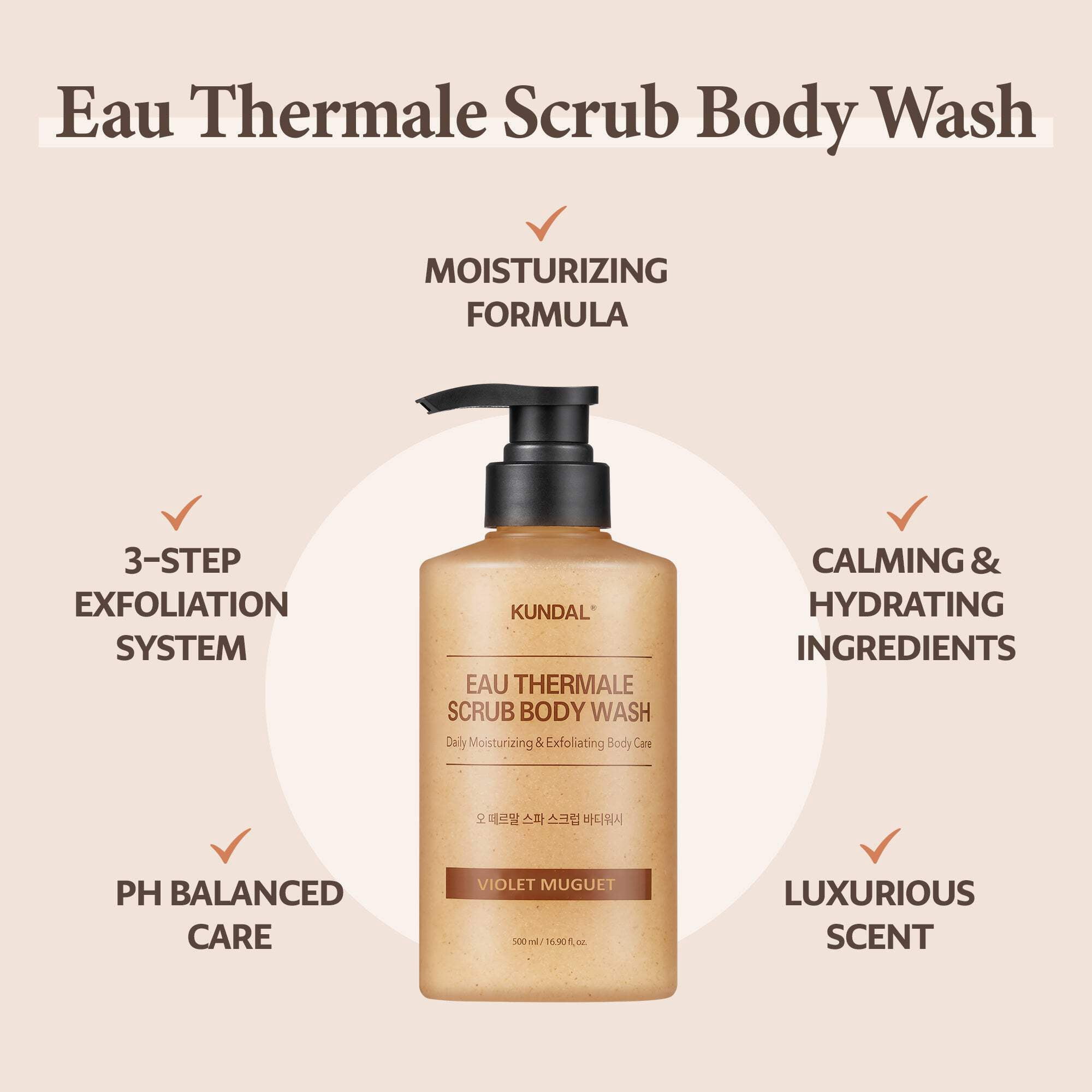 Kundal Eau Thermale Scrub Body Wash 500ml 2 SET - Violet Muguet