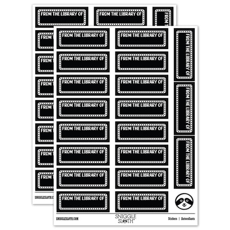 From the Library of Fun Border Book Sticker Set - Black - Matte Finish - 2.00 Large