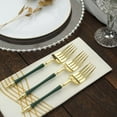 thumbnail image 2 of Efavormart 24 Pack | 6" Gold / Hunter Emerald Green Glittered European Style Plastic Forks With Roman Column Handle, Disposable Utensil, 2 of 11