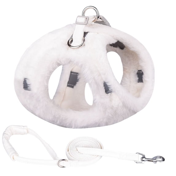 Winter Warm Coat Clothes Chihuahua Puppy Vest Dog Leads Dog Harness Leash Pet Supplies WHITE XS