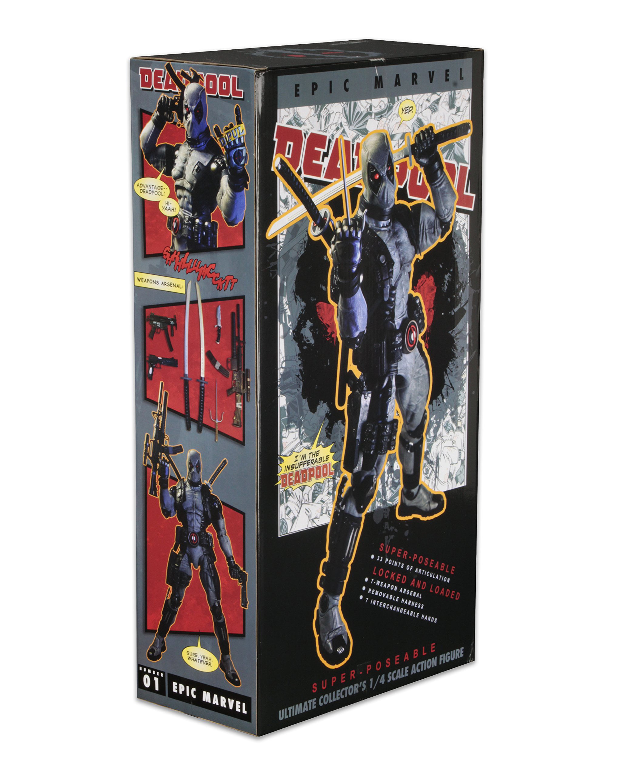NECA Deadpool X-Force Version 1/4 Scale Action Figure Marvel Black Gray 18" New 