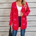 thumbnail image 5 of Amidoa Long Sleeve Womens Sweaters Pink Valentines Cardigan Long Pockets Knit Heart Cardigans Womens Sweaters Cardigan S, 5 of 9