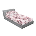 thumbnail image 3 of Floral Bedding Set with Sheet & Covers, Nature Inspired Blush Hazy Flowers on Tree Branches Romantic Season Art Design, Printed Bedroom Decor 2 Shams, 4 Sizes, Rose Ruby Black, by Ambesonne, 3 of 3