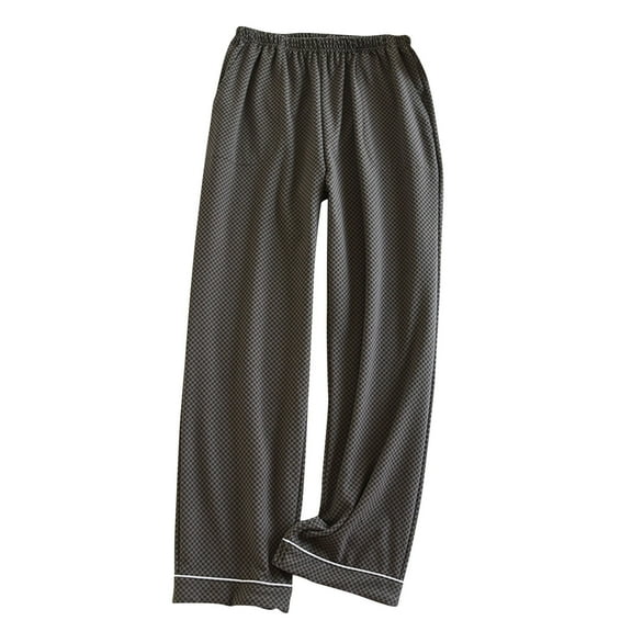Wyobmus Mens Pajama Pants Cotton Plaid Sleep & Lounge Pants Lightweight Sleepwear Pj Bottoms With Elastic Waist A-Dark Gray