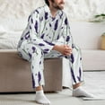 thumbnail image 7 of Naloa Lavender Flowers Men’s Pajamas Set - Long Sleeve Button Down Sleep Shirt and Pajama Bottoms Sleepwear Set-Medium, 7 of 7