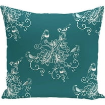 Simply Daisy 16" x 16" Antique Flowers Floral Print Pillow, White