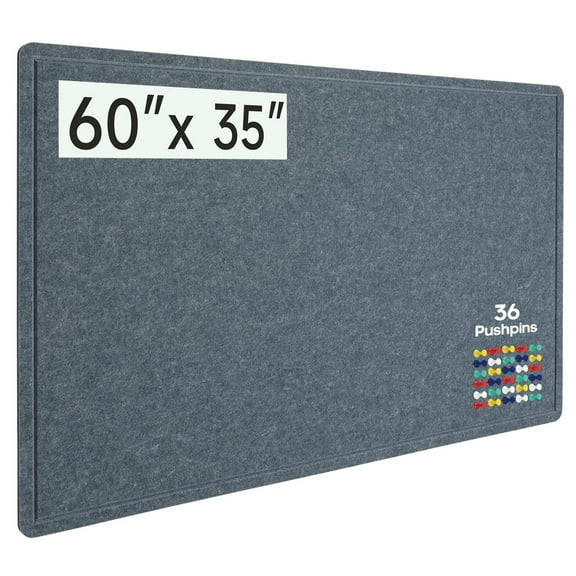 Large Bulletin Board, 60 X 35 Inches Foldable Felt Bulletin Board Cork Board Alternative, Folding Photo Felt Board Self-Adhesive Vision Board with 36 PushPins