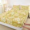 thumbnail image 4 of jejeloiu Vintage Paisley Queen Sheets For Men Women,Retro Print Queen Sheet Sets,Mustard White,4 Pieces,1 Flat Sheet, 1 Fitted Sheet and 2 Pillowcases, 4 of 6