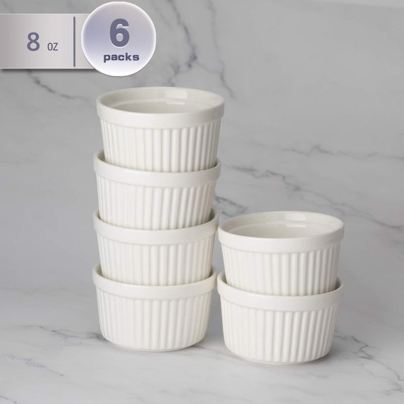 amHomel Ramekin Cups 8 oz 6-Pack White
