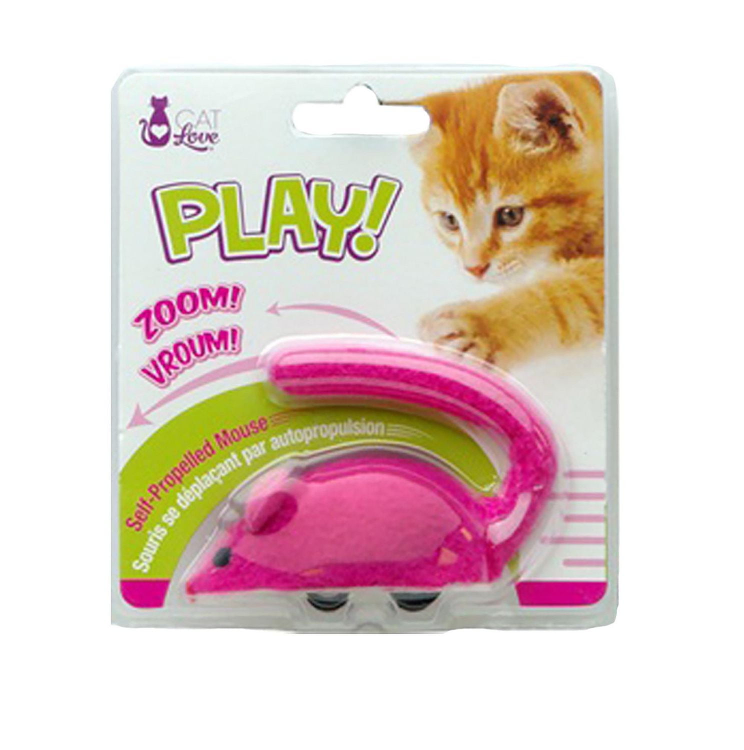 Souris à roulettes Cat Love Play jouet pour chats, rose