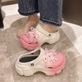 thumbnail image 4 of Lindos zapatos con agujeros y lazo degradado para mujer, zapatos de verano para el hogar, suela gruesa, antideslizantes, de EVA, para jardín, tacones para exteriores, sandalias de playa, zapatillas, 4 of 5