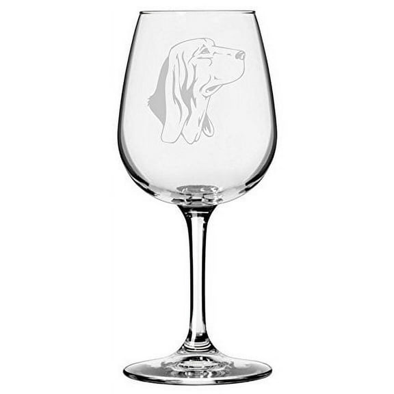 Bruno Jura Hound Dog Themed Etched 12.75oz Libbey Wine Glass