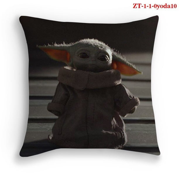 Juguete de peluche de dibujos animados para bebé Yoda, funda de almohada con impresión Digital 3d a todo Color, bricolaje35X35cm double sid Gong Bohan LED