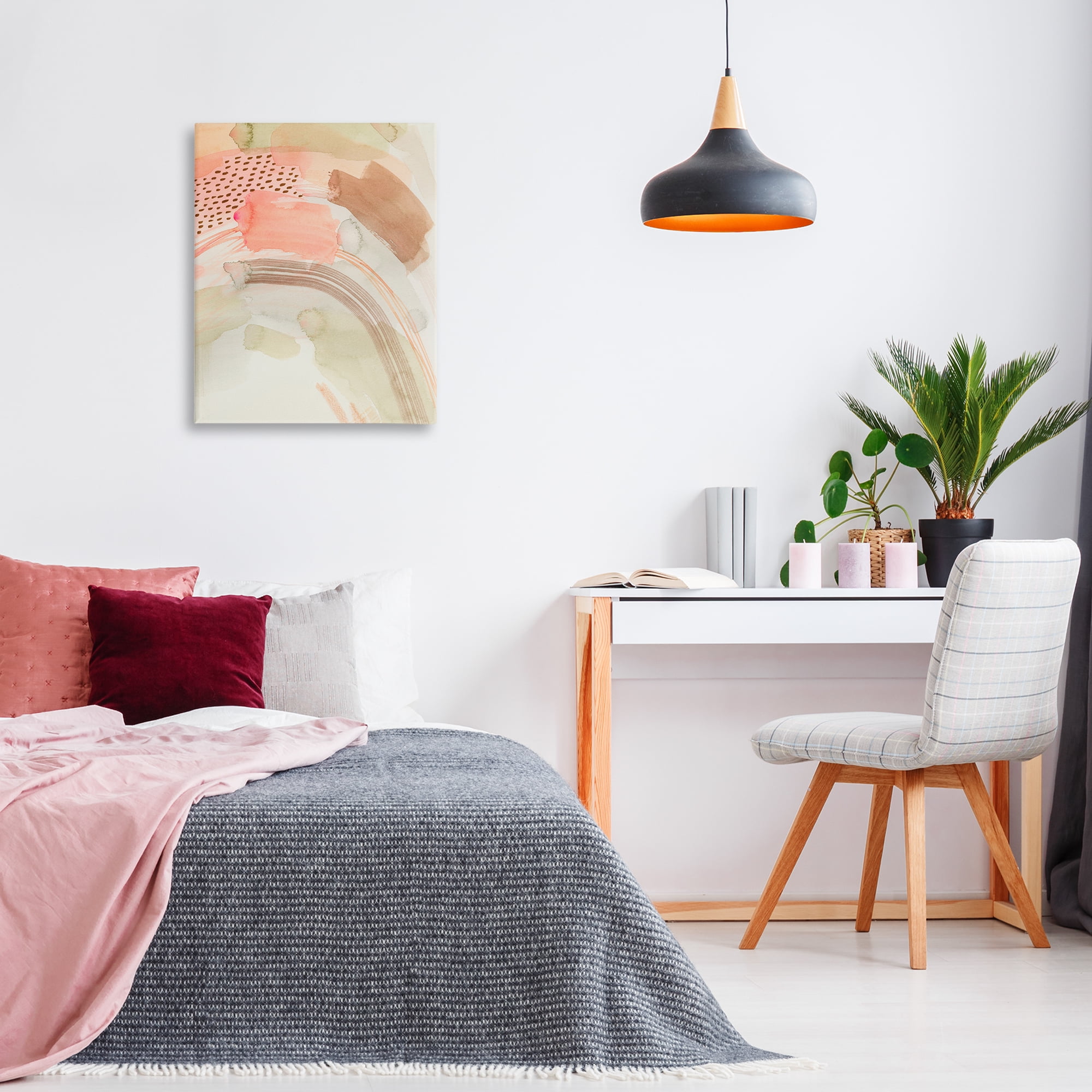 Stupell Industries Funky Blush & Beige Abstract Abstract Painting Wrapped Canvas Art Print Wall Art, 24 x 30