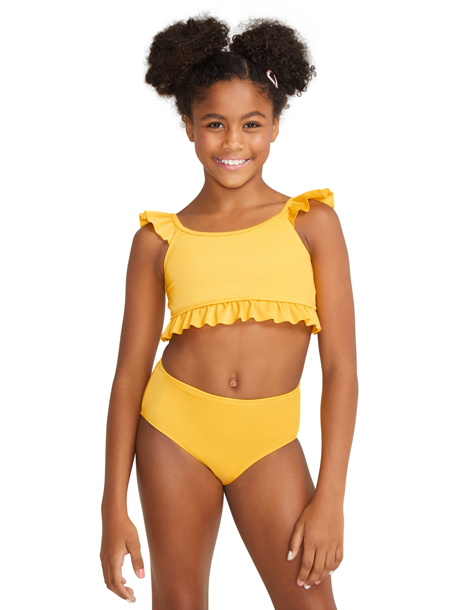 Jadeo Izar proteína Justice Girls 2 Piece Recycled Poly Rib Ruffle Swimsuit Bikini, Sizes 5-18  - Walmart.com