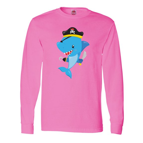Inktastic Pirate Shark, Cute Shark, Little Shark, Blue Shark Long Sleeve T-Shirt