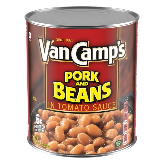 Van Camp's Pork and Beans, 6g Protein Per Serving, Canned Beans, 114 oz. Can