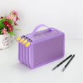 thumbnail image 2 of Pencil Case 4 Compartments Pencil Case Pencil Case 72 Pen Pencil Box Spring Box Spring Pen (Purple), 2 of 7