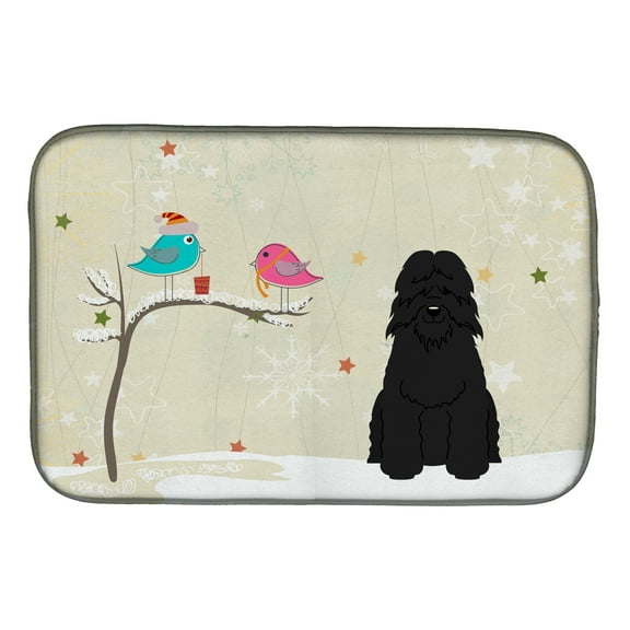 Christmas Presents between Friends Bouvier des Flandres Dish Drying Mat