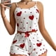 thumbnail image 1 of Conjunto de Pijama de 2 Piezas con Estampado Gráfico para Mujer, Top Corto y Pantalones Cortos de Verano, Conjuntos de Ropa de Dormir Acanalados. y Rojo L, 1 of 6