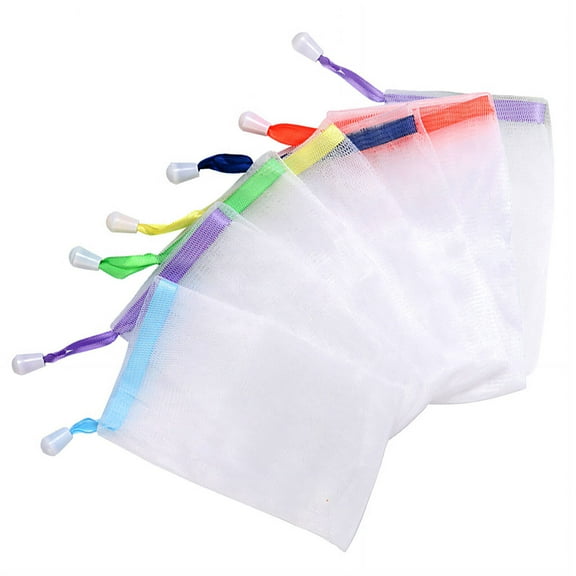 MISSMILE 7 Pcs Elastic Soap Bag,Skin-Friendly Flexible Soap Pouch,Rich Foam Hangable Bar Soap Pouch