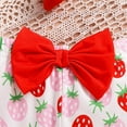thumbnail image 3 of Spring New Baby Girls Short Sleeved Jumpsuit Strawberry Print Red Flared Pants with Hairband Set Girl Casual Outfit, 3 of 4
