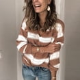 thumbnail image 2 of JINMGG 2024 Fall Winter Plus Size Sweaters for Women Clearance,Fashion Women V-neck Long Sleeve Hollow Out Striped Print Knitted Sweater Top, 2 of 9
