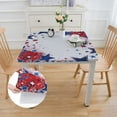 thumbnail image 2 of HAOXIT Square Fitted Tablecloth Elastic Edged Table Cover, on White Waterproof Wipeable Table Cloths for Kitchen Dining Party Fit up Tables, Blue Red white, 2 of 7
