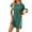 Dark Green, variant on FLMEI Women's Dresses Summer Solid Casual Loose Dress Round Neck Short Sleeve Medium length T Shirt Dress S-XXL