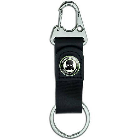Green Gas Mask Belt Clip On Carabiner Leather Keychain Fabric Key