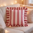 thumbnail image 7 of Striped Velvet Ruffled Throw Pillow with Insert for Couch or Bed – Soft Decorative Pillow for Sofa, Living Room, Bedroom Decor, 7 of 7