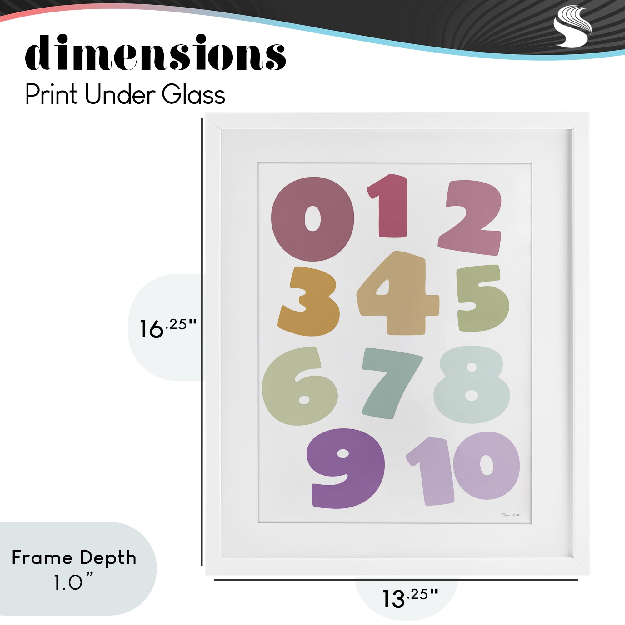 Stupell Industries Muted Counting Numbers White Framed Print Under Glass, design by Susan Ball