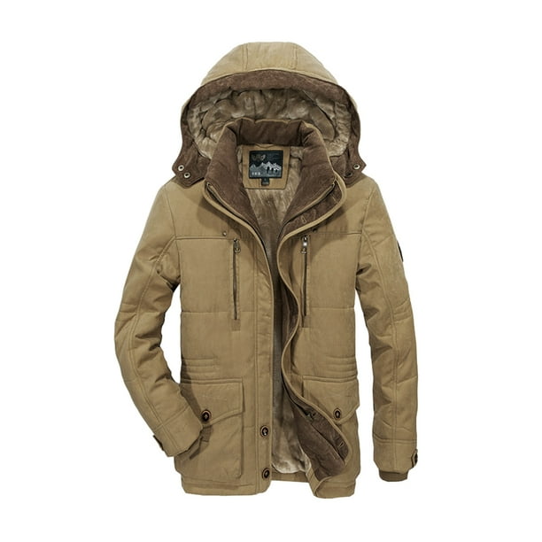 Sonducket Abrigo grueso de lana cálido a prueba de viento para clima frío extremo, chaqueta de invierno de talla grande 5Xl 6Xl Abrigos y chamarras caqui l