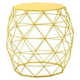 thumbnail image 2 of 18-inch Home Garden Wire Round Metal Stool, Decorative Accent Display Plant Stand, Side Table, End Table - Bohemian Chic Openwork Lattice Design, Yellow, 2 of 5