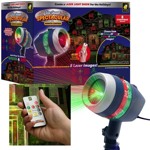 Star Shower Spectacular Christmas Light Show w Remote, AS-SEEN-ON-TV, 8 Holiday Images