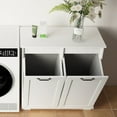 thumbnail image 2 of Tcbosik Tilt out Laundry Hamper Cabinet, Bathroom Storage Cabinet with 2 Removable Liner Bags, Trash Cabinet Can Bin for Kitchen Bathroom Living Room, White, 2 of 9