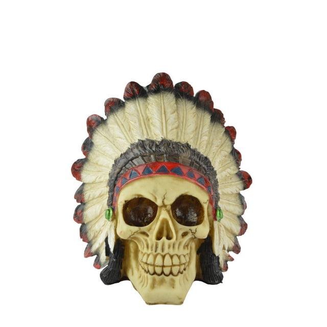 Máscara de esqueleto indio de Halloween, cubierta facial completa de resina
