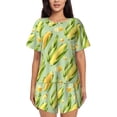 thumbnail image 1 of Balery Fresh Sweet Corn Conjunto de Pijama para Mujer con Estampado, Dos Piezas de Manga Corta y Shorts, Ropa de Dormir Suave con Cuello Redondo y Bolsillos-3X-Large, 1 of 6