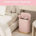 thumbnail image 4 of Automatic Motion Sensor Trash Can - 2 Gallon Slimline for Bathroom, Bedroom, Kitchen, Office - White with Gold Trim, 4 of 18