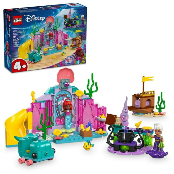 LEGO Disney Princess Ariel’s Crystal Cavern, Buildable Disney Toy Playset for Kids, Ariel Princess Mermaid Mini Doll Figure and Fish Figure, Treasure Chest, Gift for Girls and Boys Ages 4 and Up, 4325, Includes 141 Pieces, Ages 4+