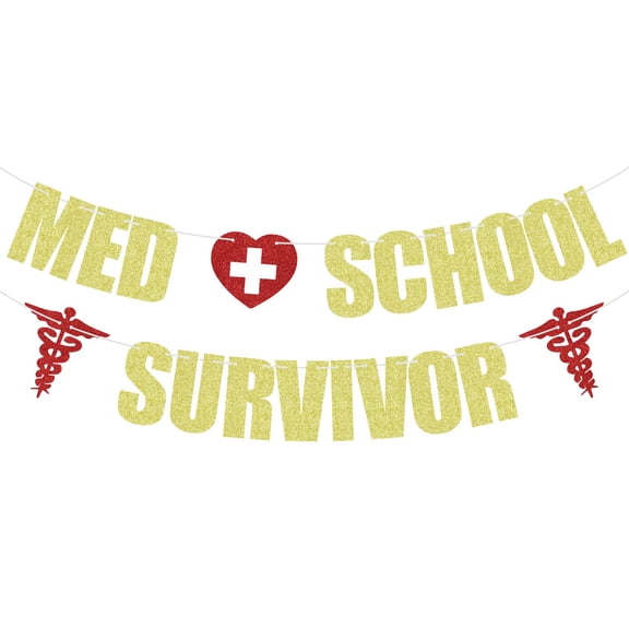 Med School Survivor Banner, Congrats Doctor/PHD, Doctor Grad, Medical School Graduation Party Decorations
