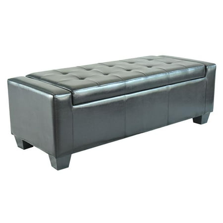 Anself Unique Large 51” Tufted Faux Leather Storage Bench Ottoman Couch - Polished