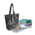 thumbnail image 2 of FORMRS Womens Canvas Tote Bag with Zipper Inner Pocket Shoulder Handbag, Dark Flowers Pattern, 2 of 7